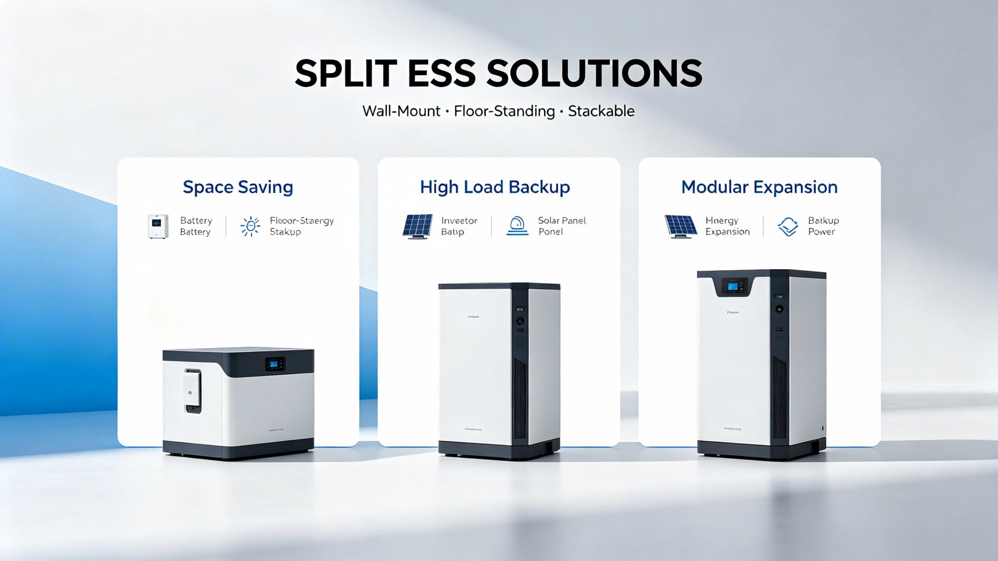 Comparison of Three Split ESS: Wall‑Mount, Floor‑Standing, Stackable, Inverter Fit & Market Trend