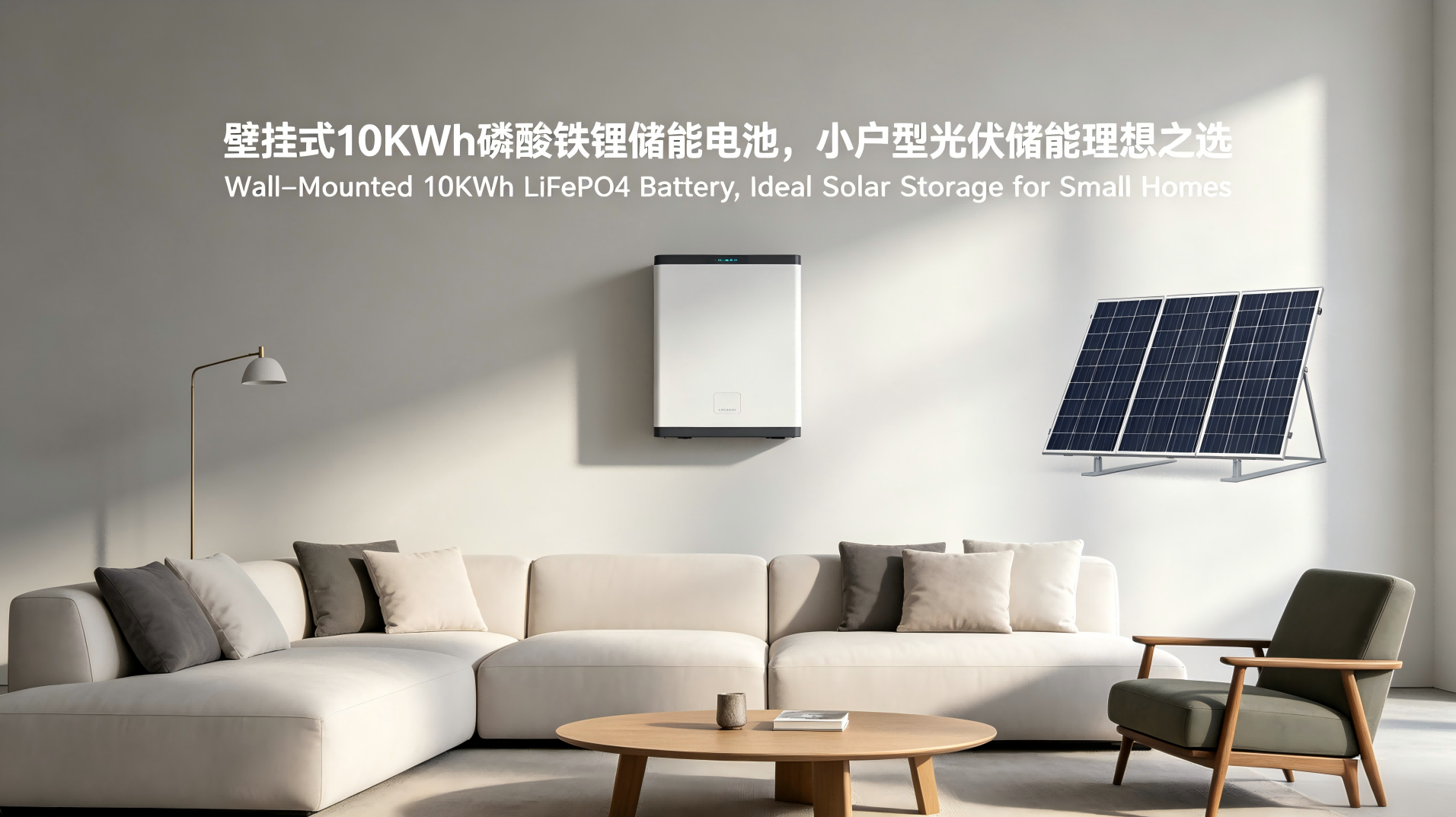 Wall-Mounted 10KWh LiFePO4 Battery, Ideal Solar Storage for Small Homes
