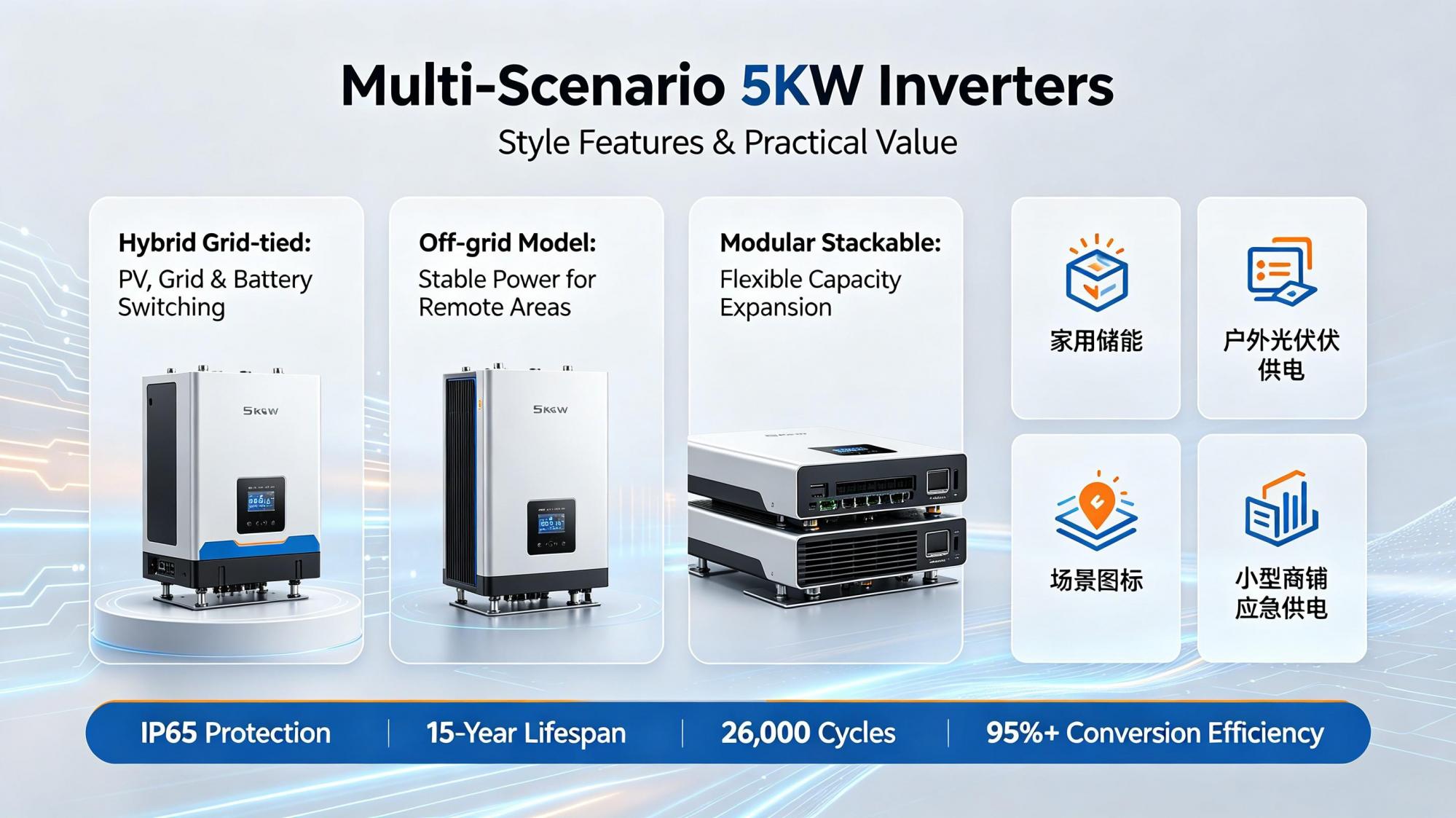 Multi-style Adaptation! Full-scenario Application Characteristics of 5KWh Inverters
