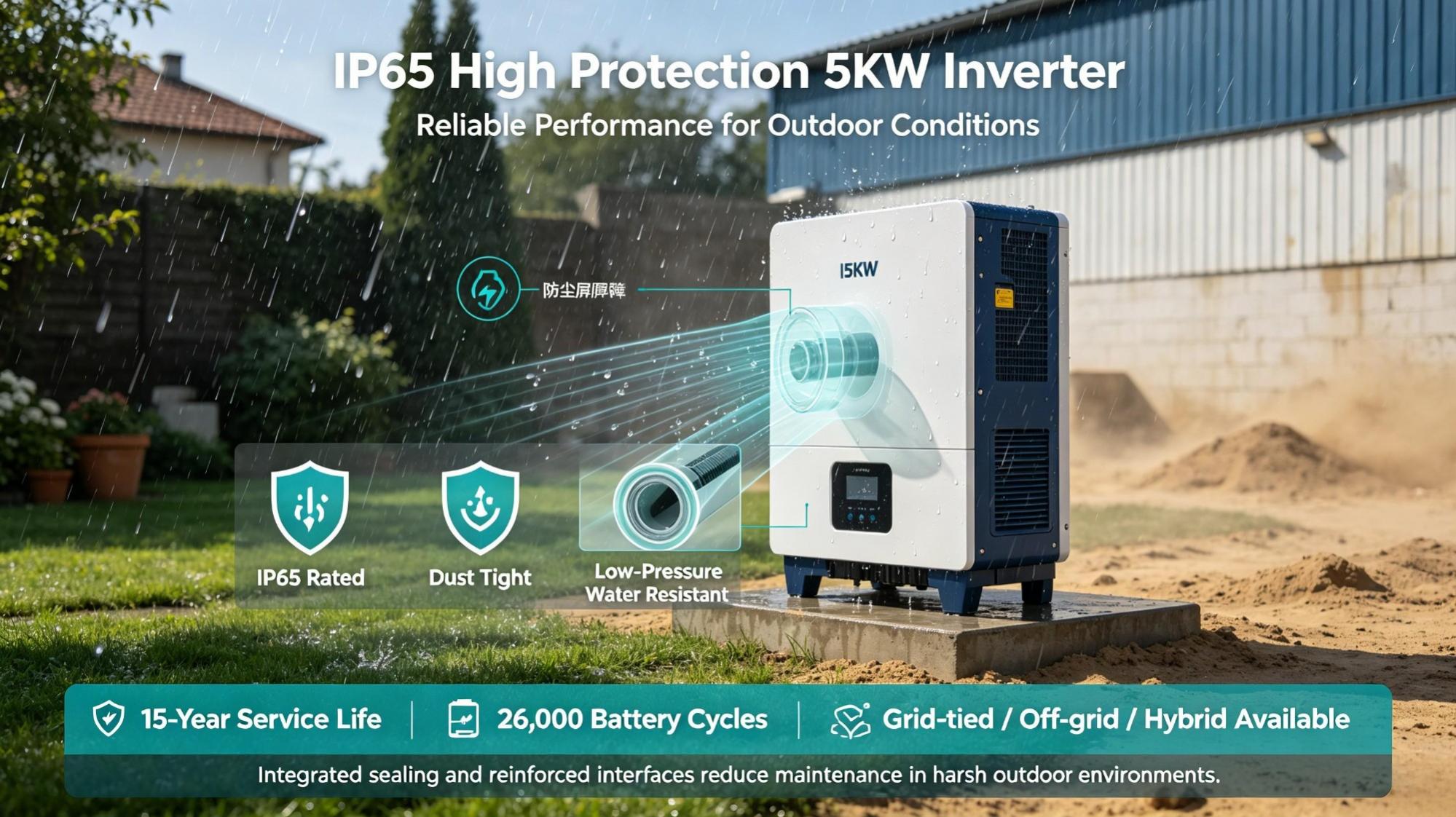 Waterproof and Dustproof Powerhouse! IP65 Protection Performance Advantages of 5KWh Inverters