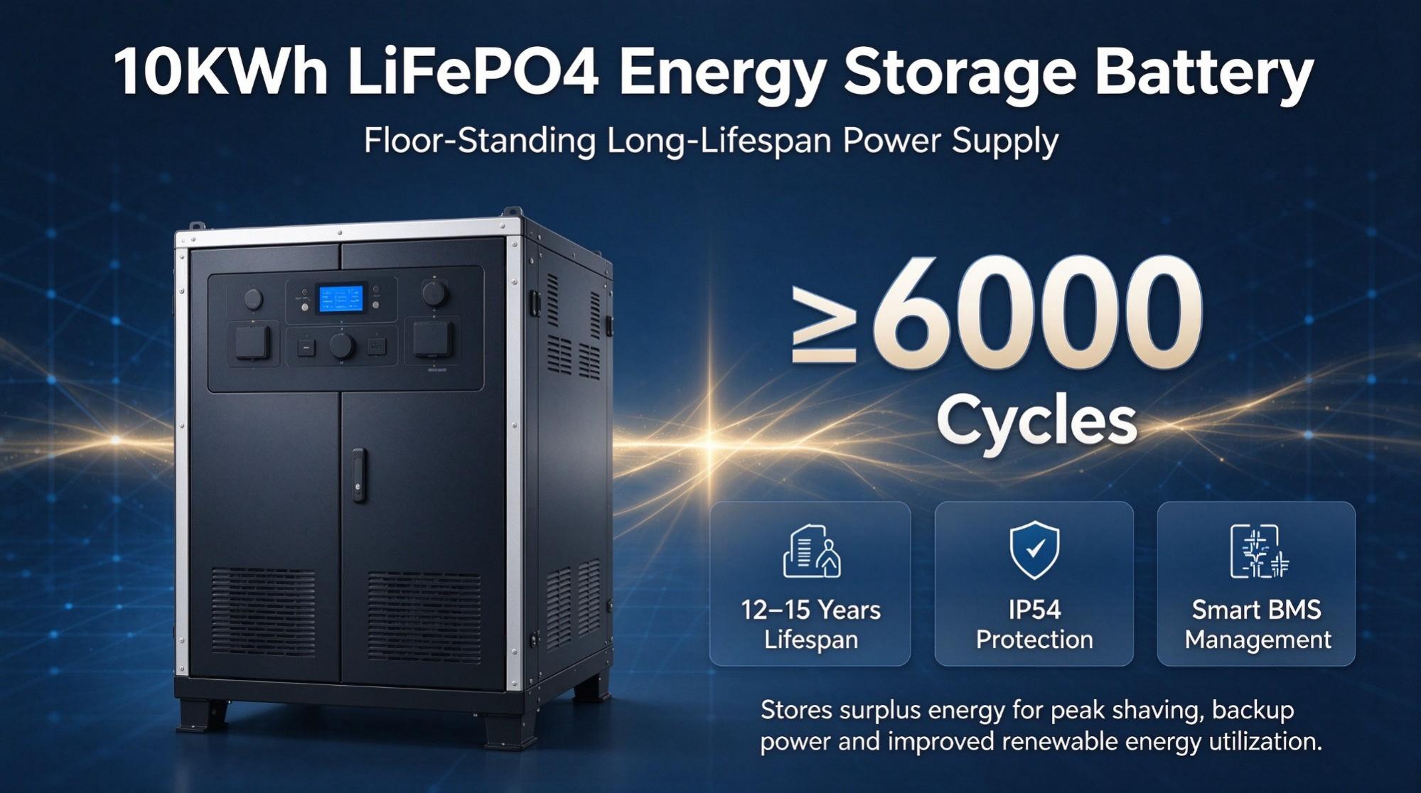 10KWh LiFePO4 Energy Storage Battery – Floor-standing Long Lifespan Power Supply