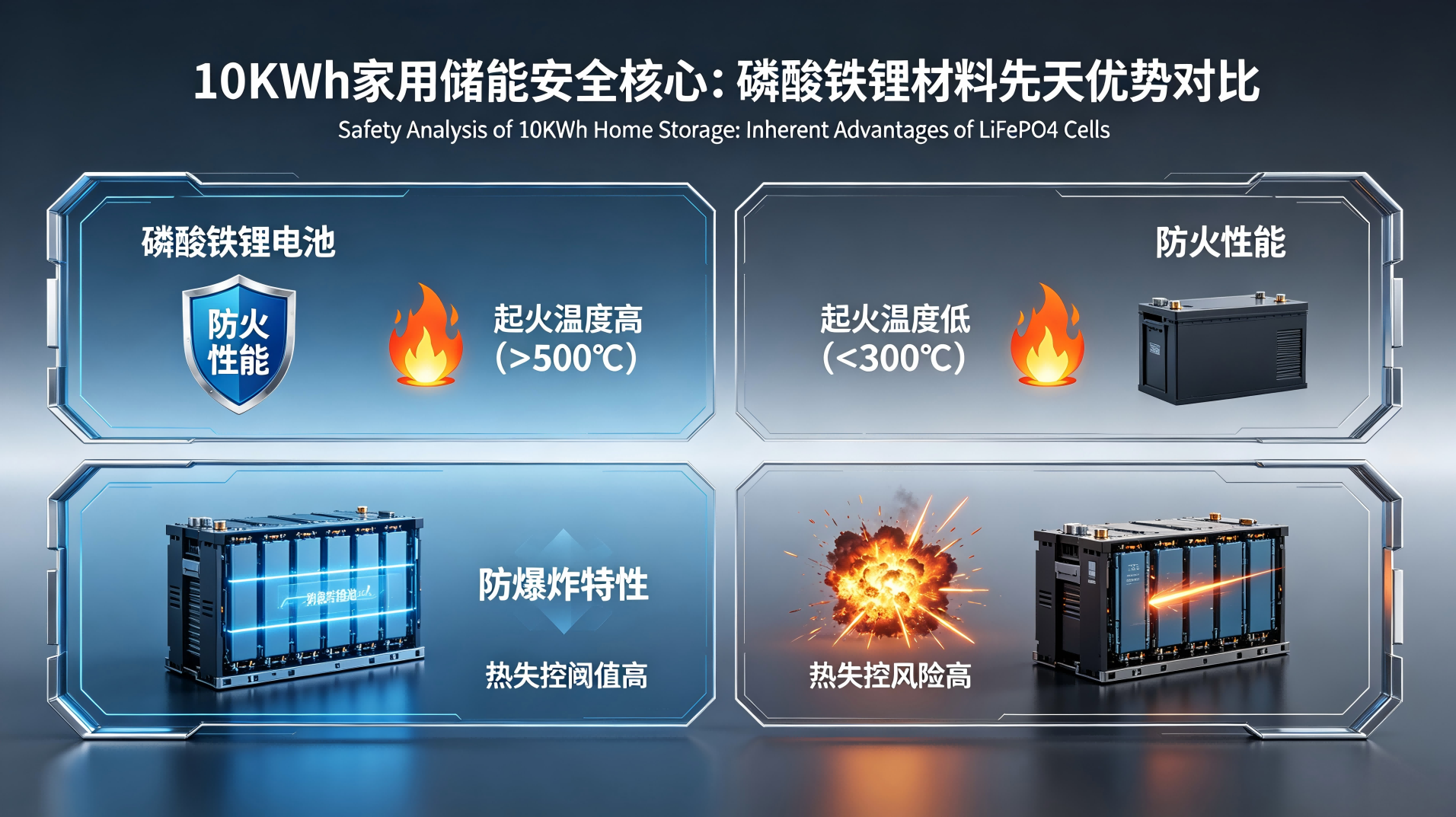 Safety Analysis of 10KWh Home Storage: Inherent Advantages of LiFePO4 Cells