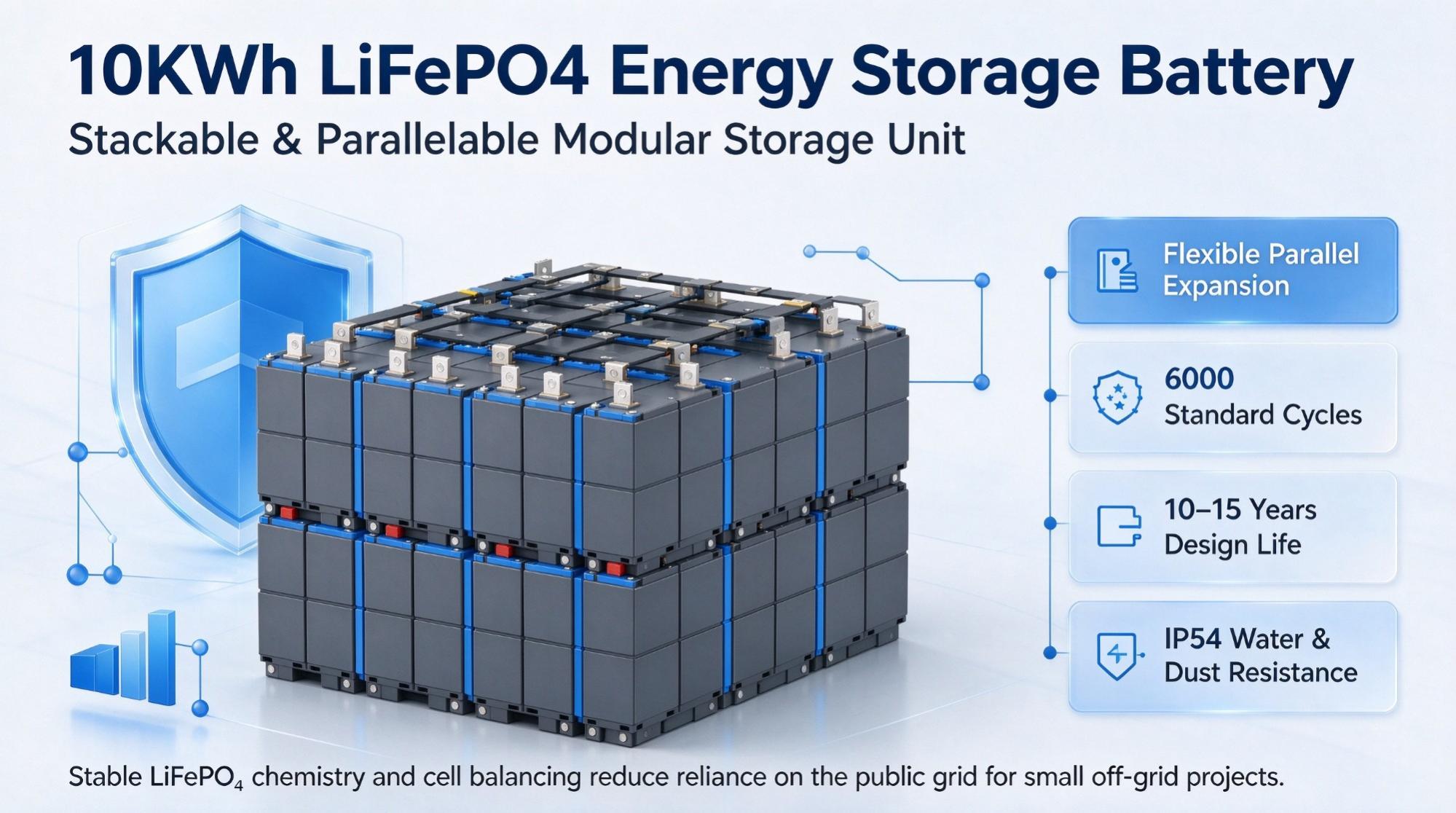 10KWh LiFePO4 Energy Storage Battery – Stackable & Parallelable Modular Storage Unit